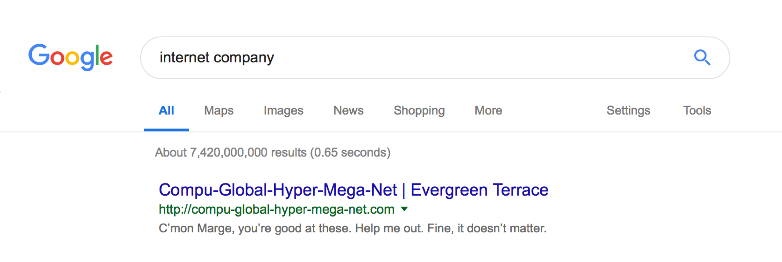 example of a poorly optimised Google snippet